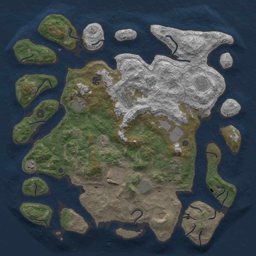 Rust Map: Procedural Map, Size: 4500, Seed: 1207315714, 14 Monuments