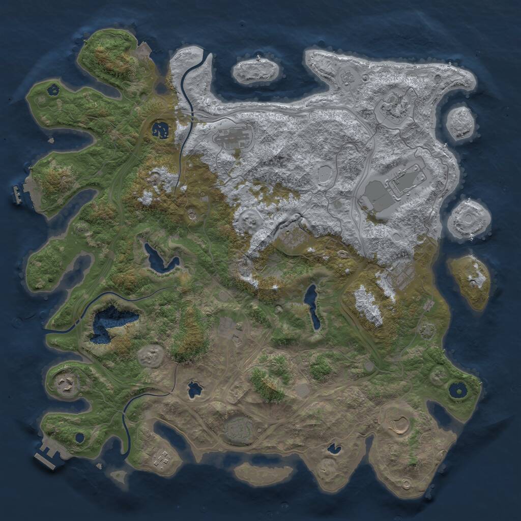 Rust Map: Procedural Map, Size: 4500, Seed: 1207315714, 17 Monuments