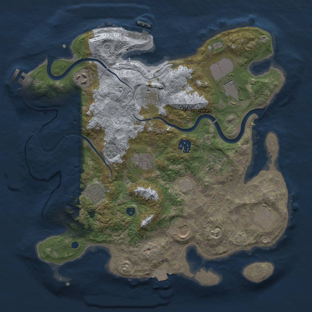 Rust Map: Procedural Map, Size: 3500, Seed: 1007143144, 16 Monuments