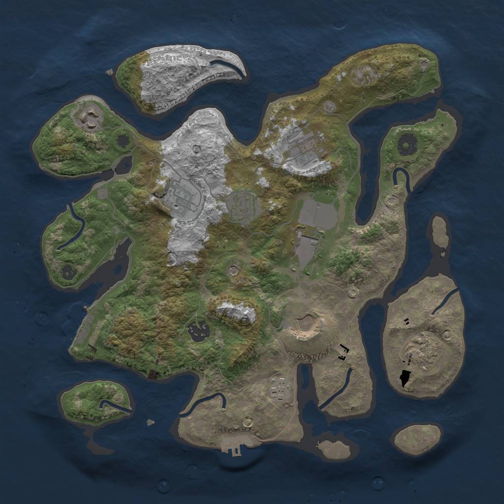 Rust Map: Procedural Map, Size: 3500, Seed: 1007143144, 14 Monuments