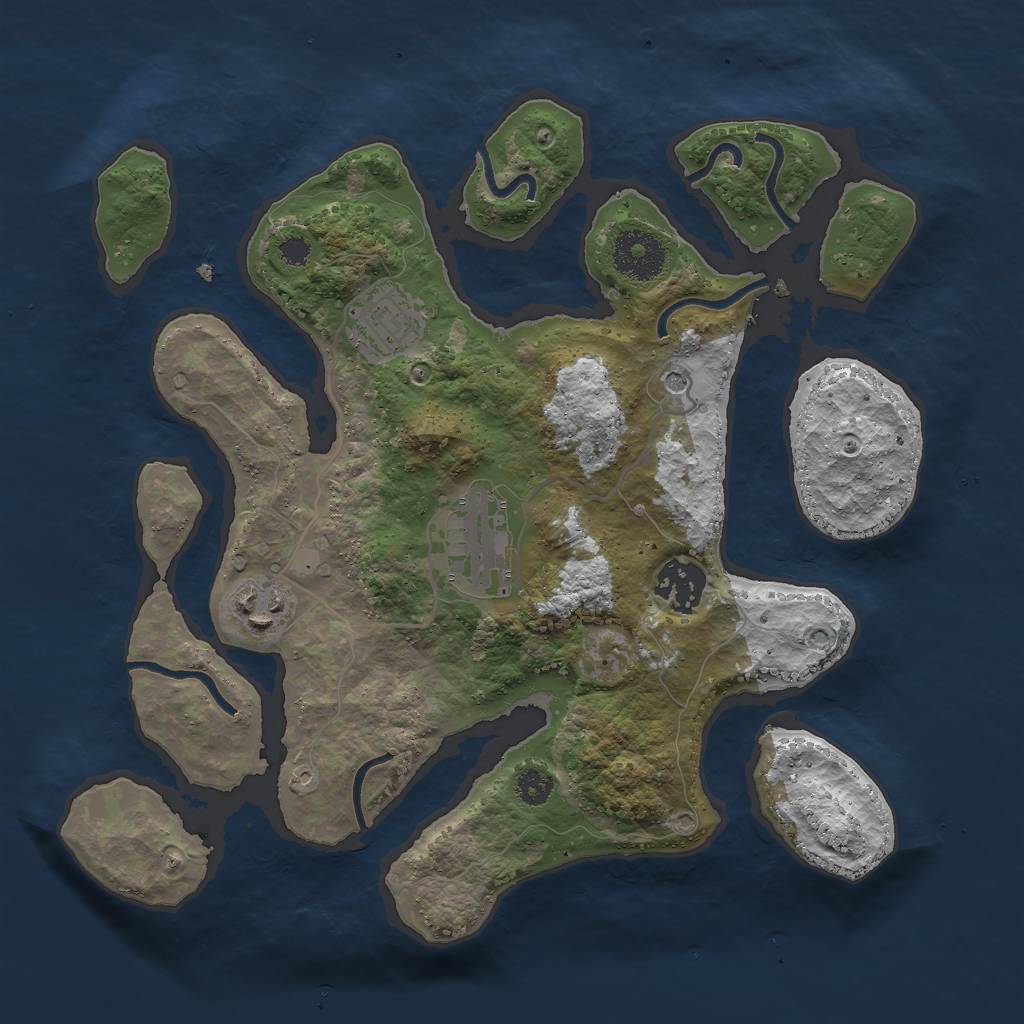 Rust Map: Procedural Map, Size: 3000, Seed: 417771, 7 Monuments