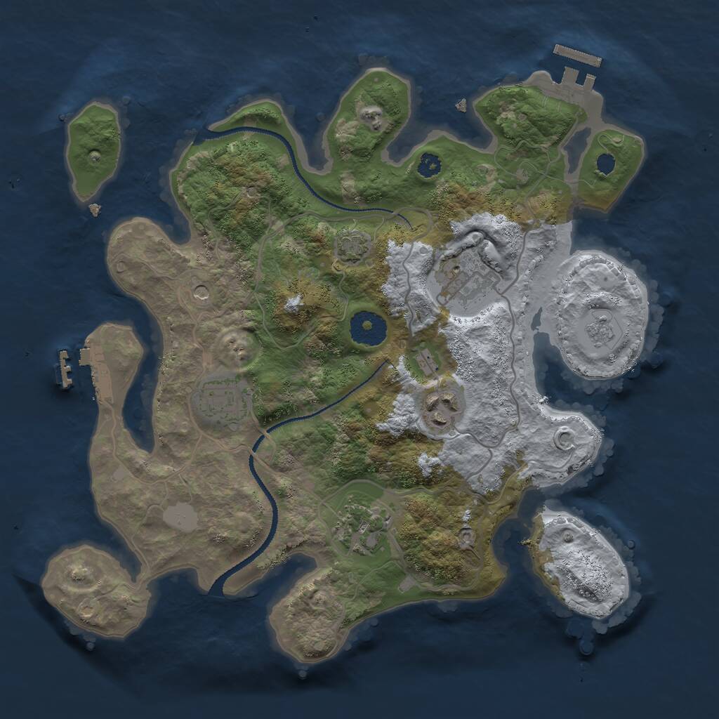 Rust Map: Procedural Map, Size: 3000, Seed: 417771, 10 Monuments