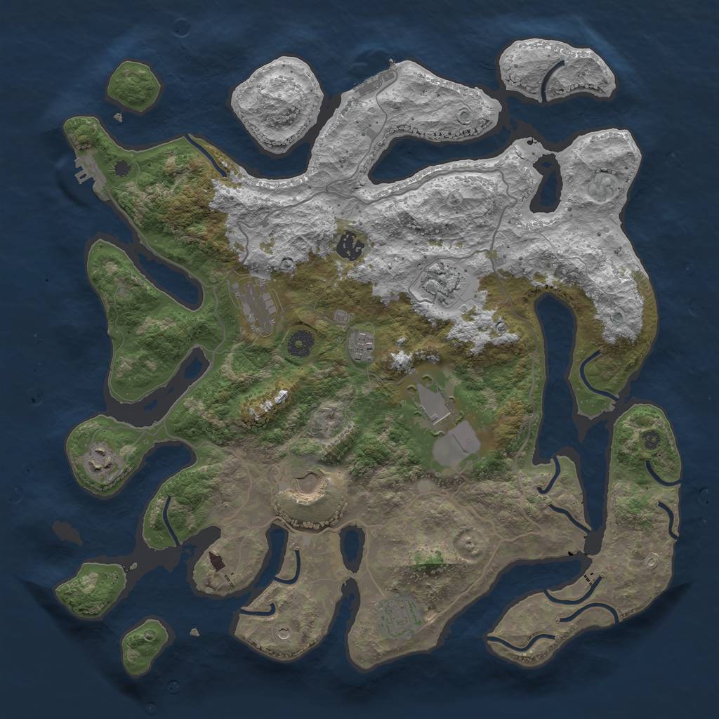 Rust Map: Procedural Map, Size: 4000, Seed: 379549506, 13 Monuments