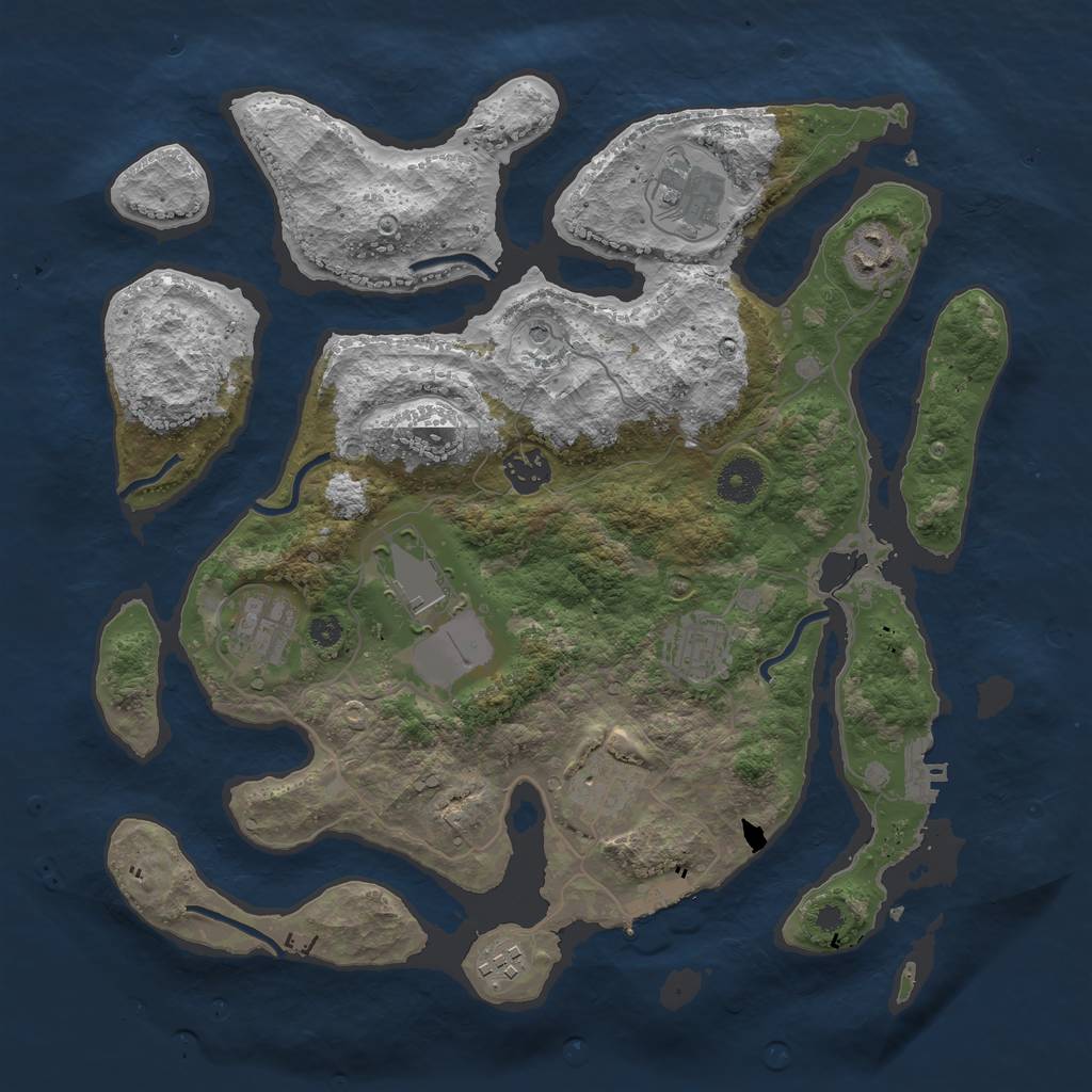 Rust Map: Procedural Map, Size: 3600, Seed: 1792230961, 13 Monuments