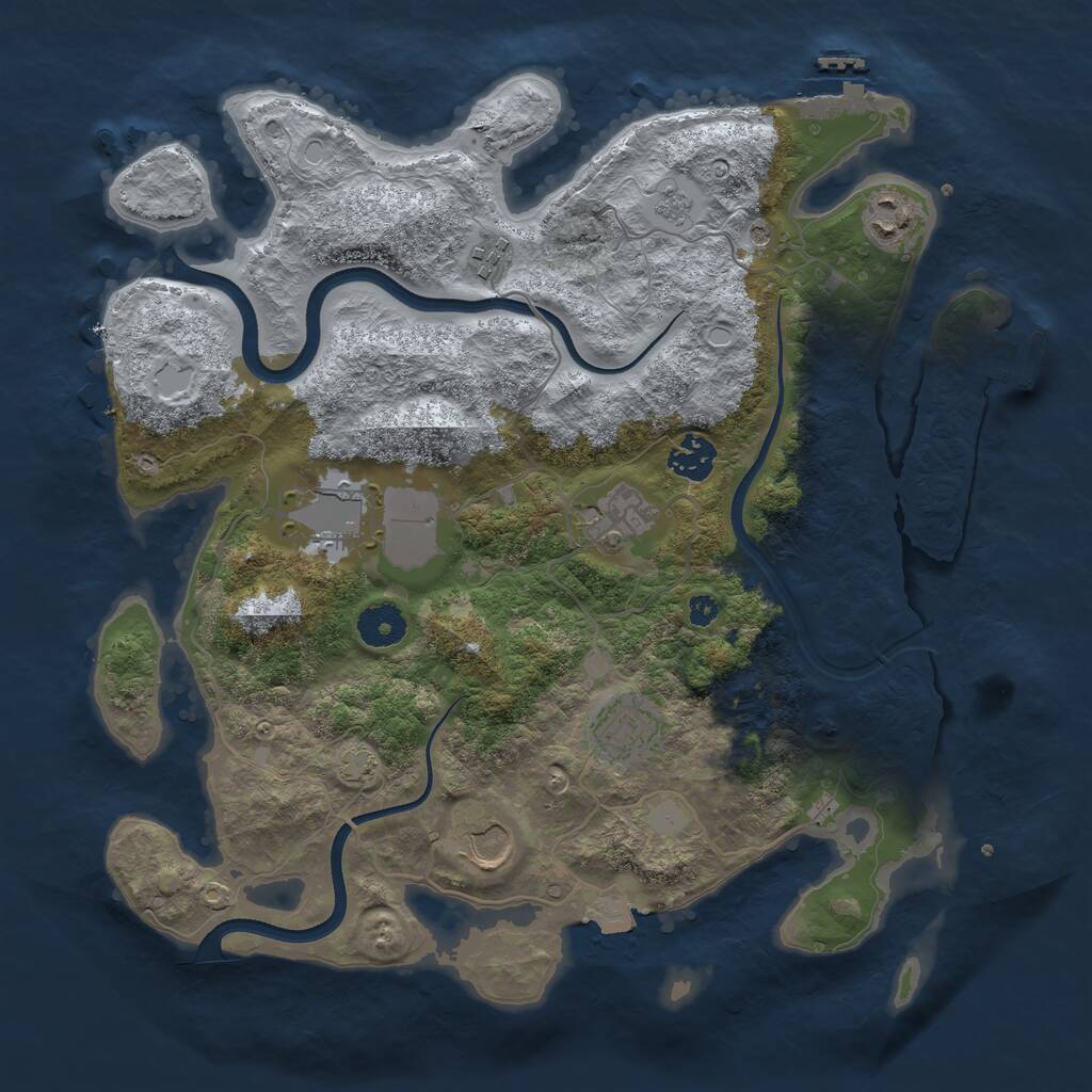 Rust Map: Procedural Map, Size: 3600, Seed: 1792230961, 13 Monuments