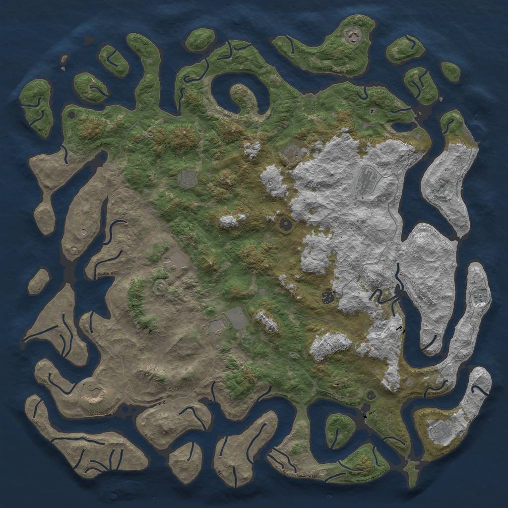 Rust Map: Procedural Map, Size: 6000, Seed: 996455411, 15 Monuments