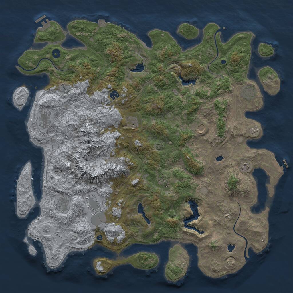 Rust Map: Procedural Map, Size: 5000, Seed: 500049526, 16 Monuments