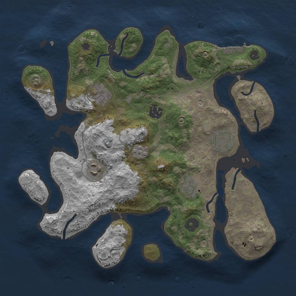 Rust Map: Procedural Map, Size: 3250, Seed: 2463, 10 Monuments