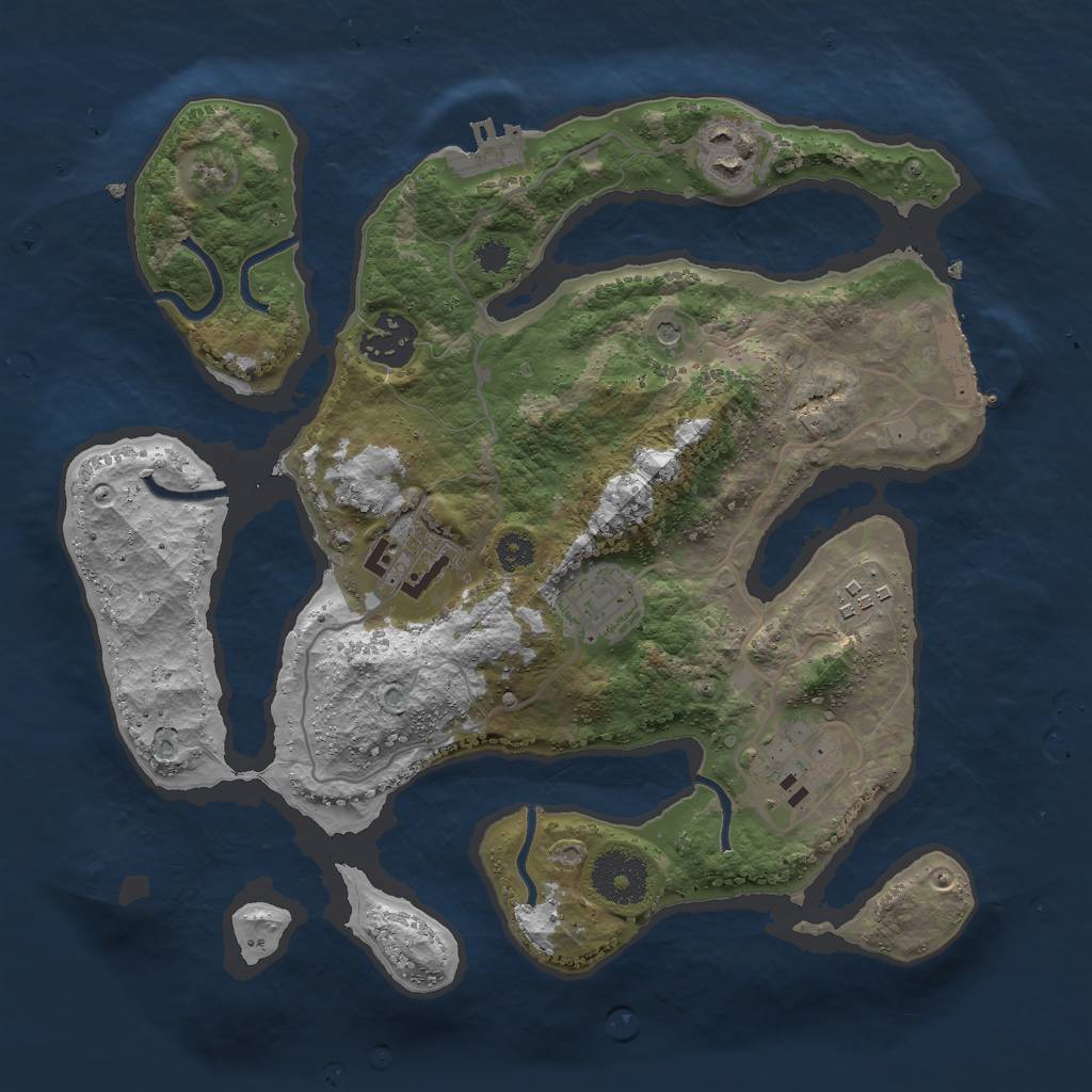 Rust Map: Procedural Map, Size: 3000, Seed: 299288175, 11 Monuments