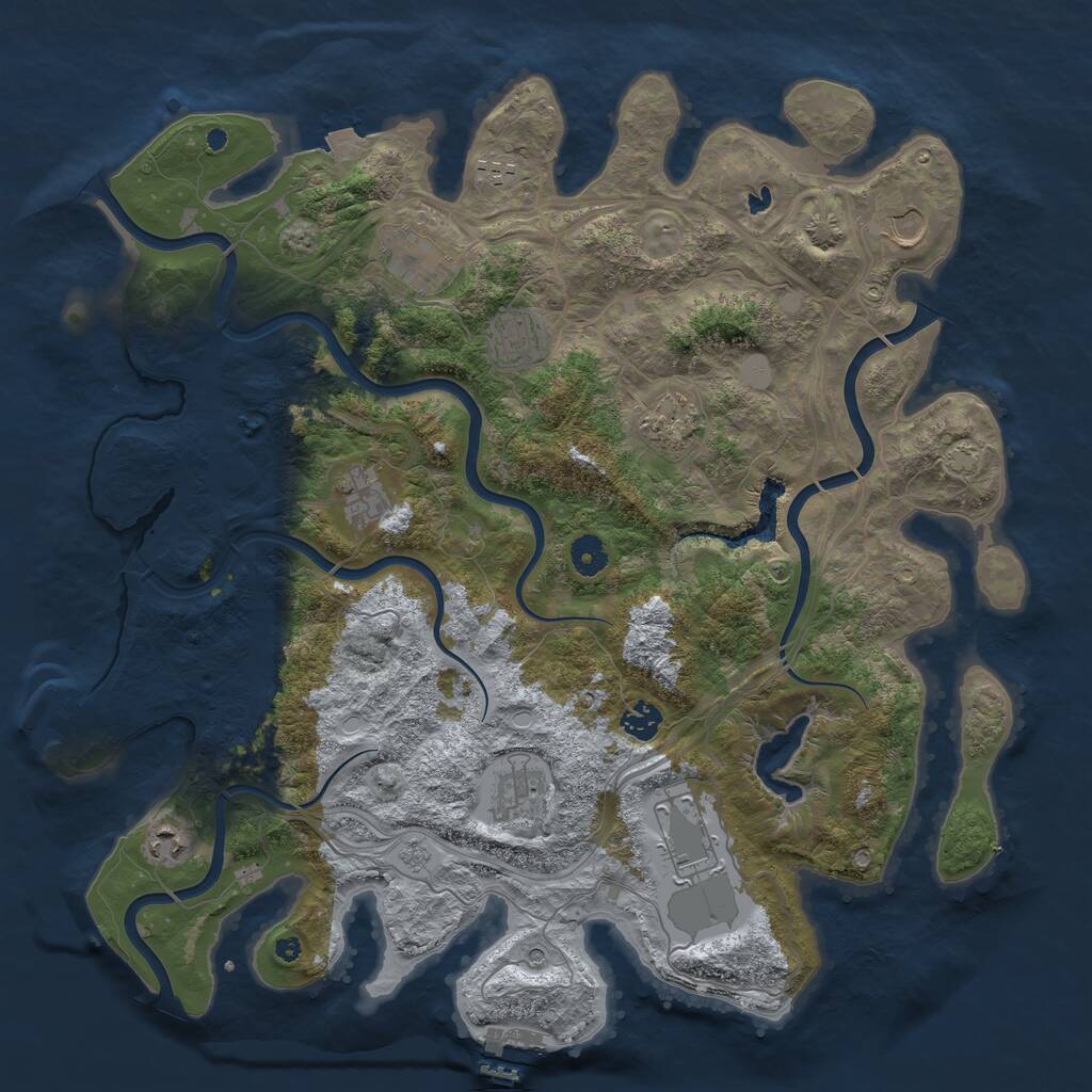 Rust Map: Procedural Map, Size: 4250, Seed: 553553414, 16 Monuments