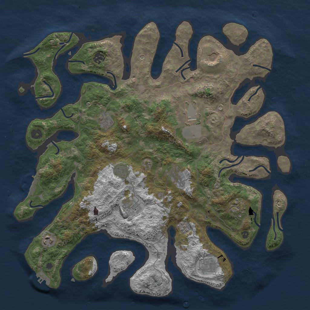 Rust Map: Procedural Map, Size: 4250, Seed: 553553414, 16 Monuments