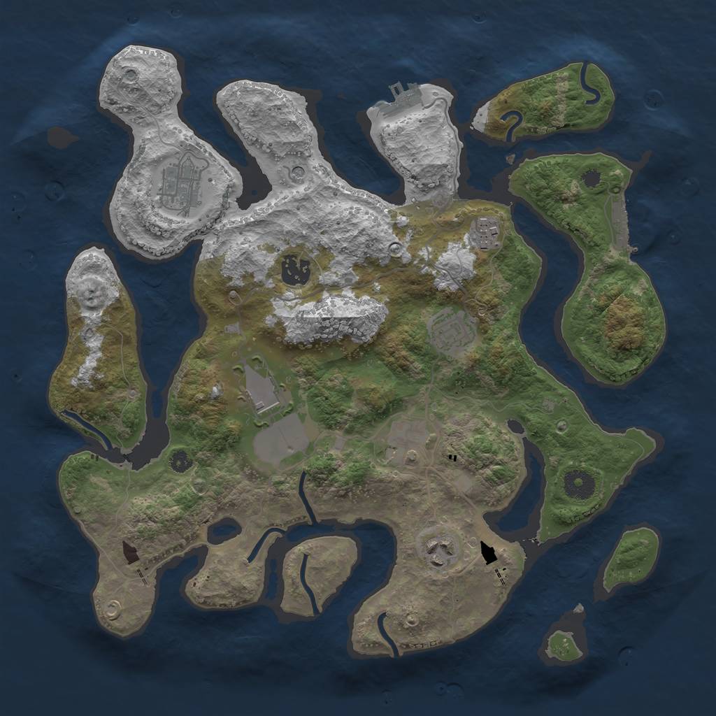 Rust Map: Procedural Map, Size: 3500, Seed: 456215879, 12 Monuments