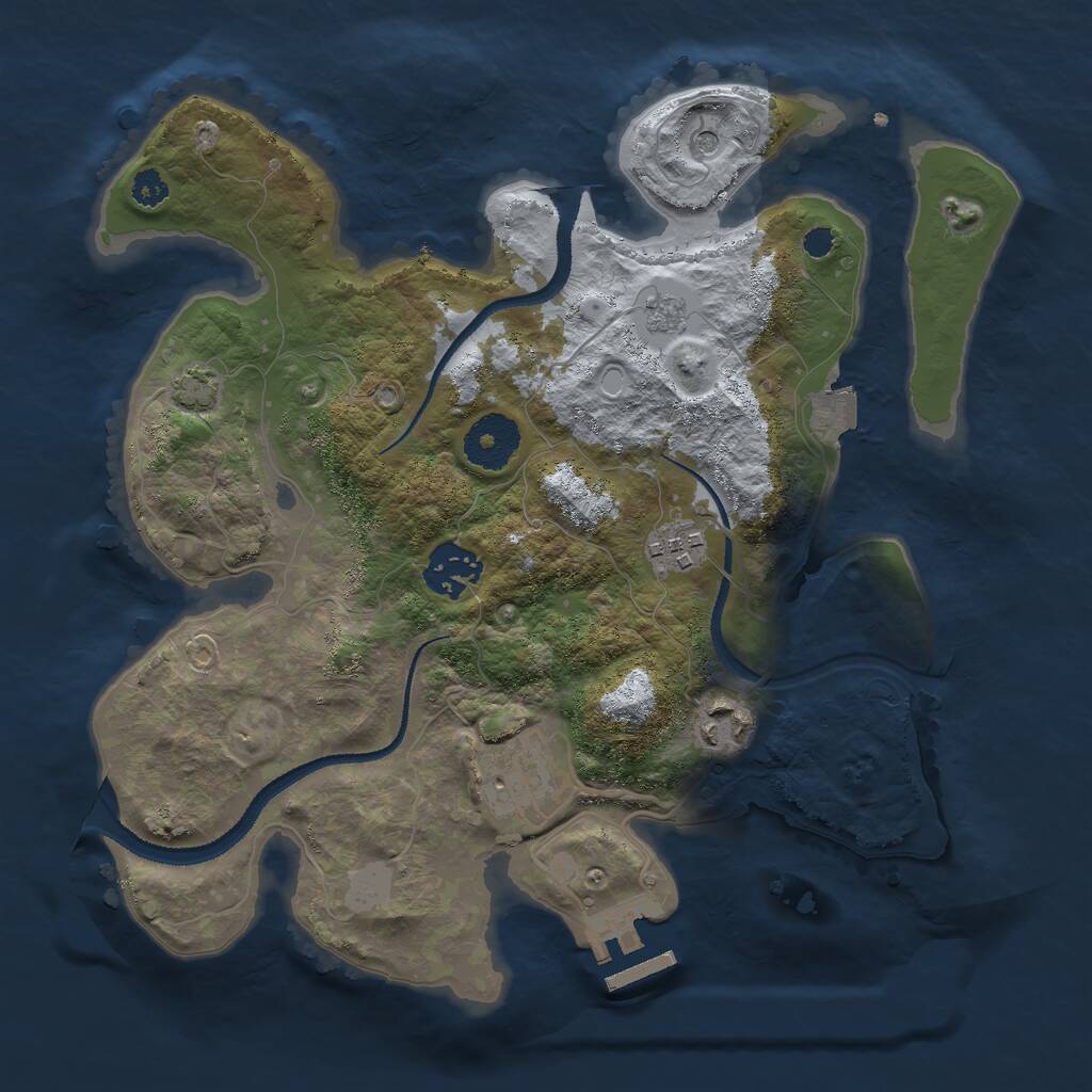 Rust Map: Procedural Map, Size: 3000, Seed: 398114, 9 Monuments