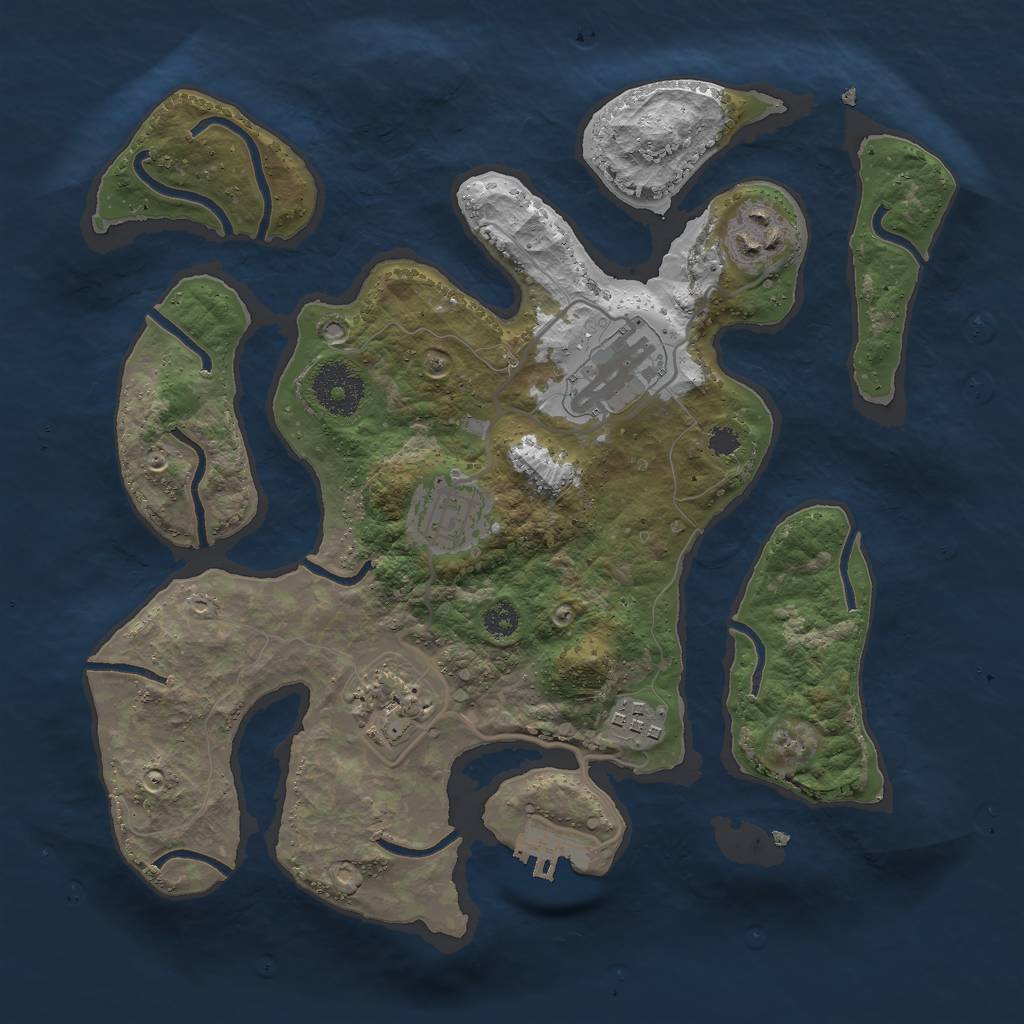 Rust Map: Procedural Map, Size: 3000, Seed: 398114, 8 Monuments