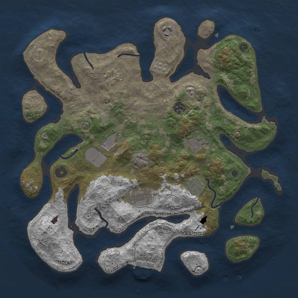 Rust Map: Procedural Map, Size: 3800, Seed: 1874, 12 Monuments