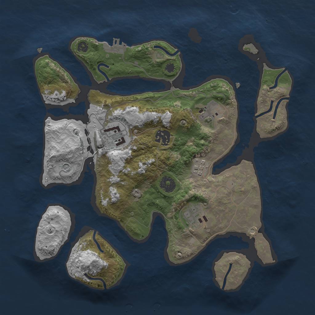 Rust Map: Procedural Map, Size: 3000, Seed: 23455, 9 Monuments