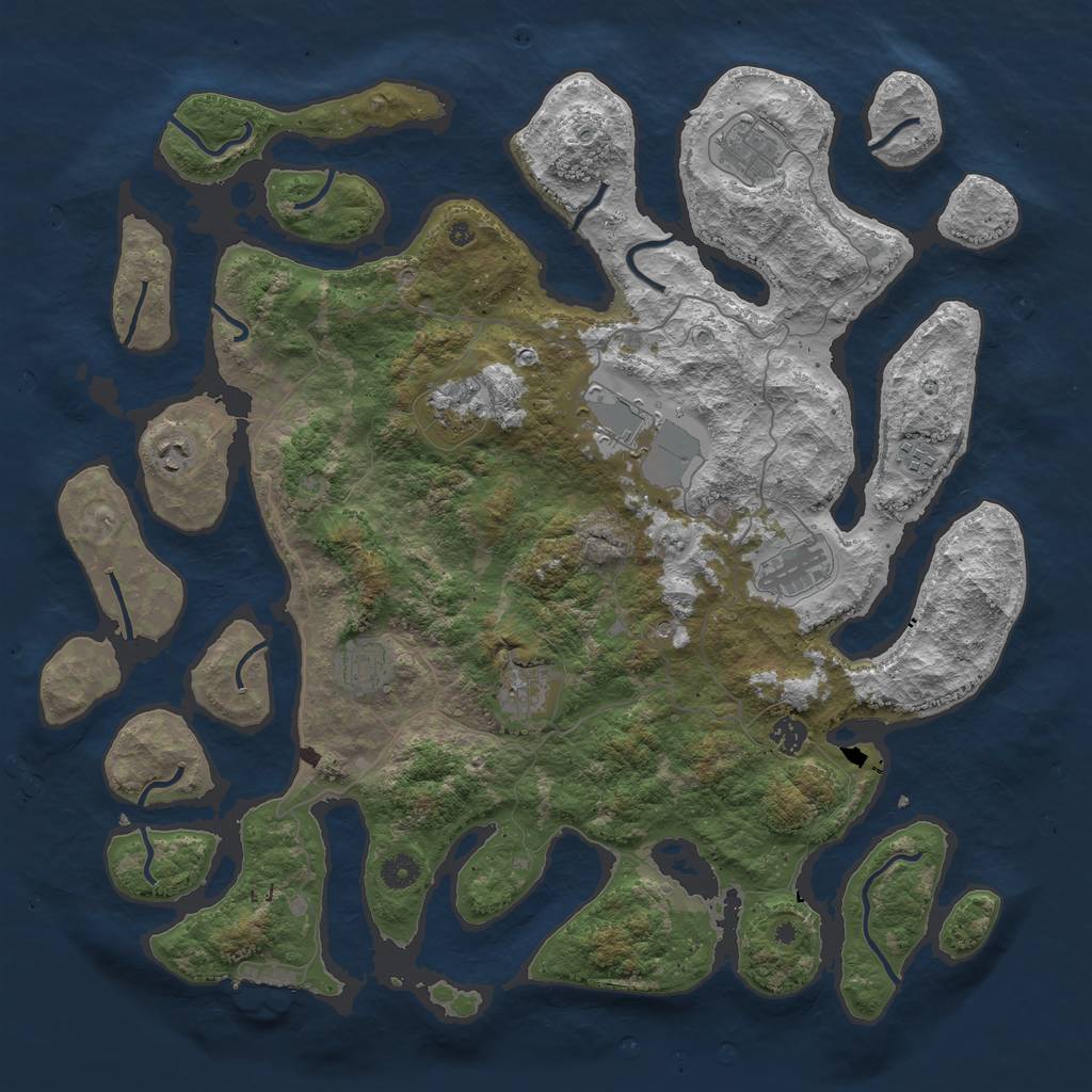 Rust Map: Procedural Map, Size: 4500, Seed: 885185989, 13 Monuments