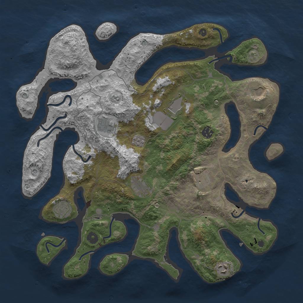 Rust Map: Procedural Map, Size: 4000, Seed: 33952376, 12 Monuments