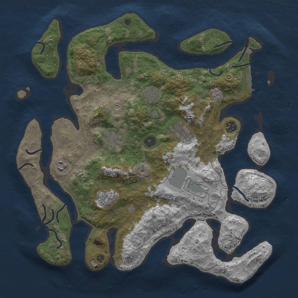 Rust Map: Procedural Map, Size: 4000, Seed: 515664, 12 Monuments