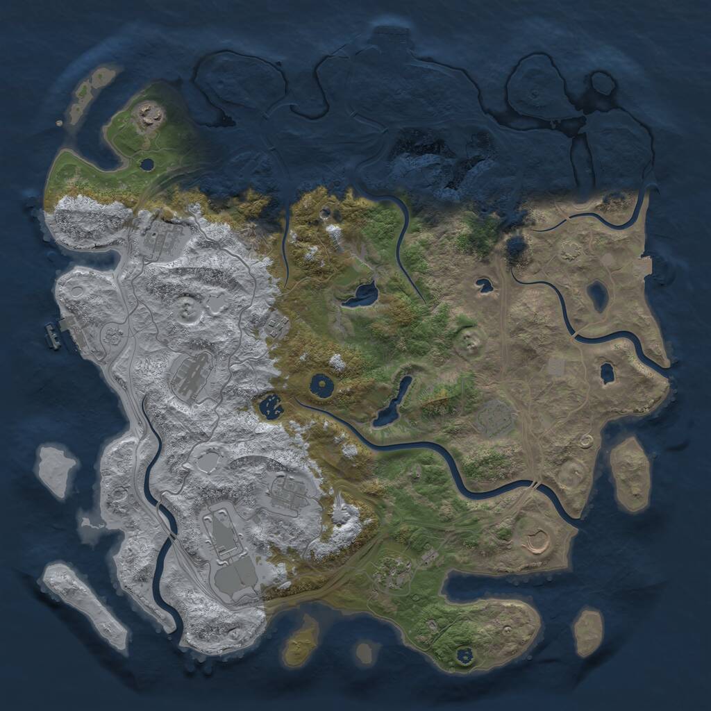 Rust Map: Procedural Map, Size: 4500, Seed: 15383, 16 Monuments