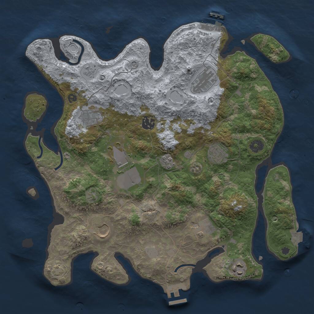 Rust Map: Procedural Map, Size: 3500, Seed: 349988222, 15 Monuments