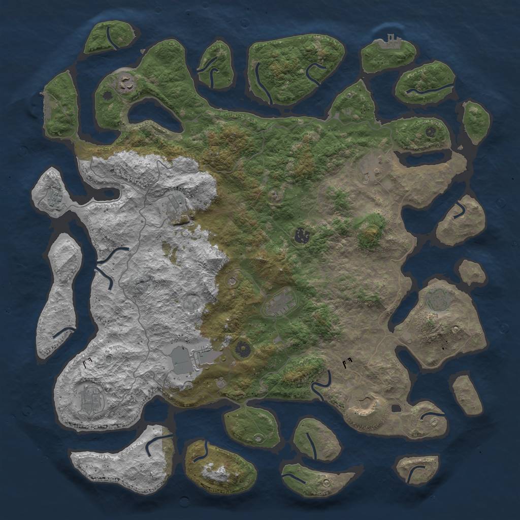 Rust Map: Procedural Map, Size: 5000, Seed: 5450, 15 Monuments