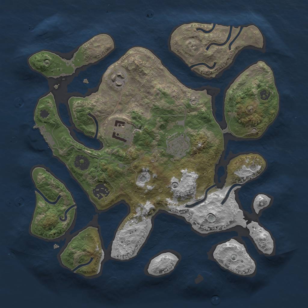 Rust Map: Procedural Map, Size: 3000, Seed: 257, 8 Monuments