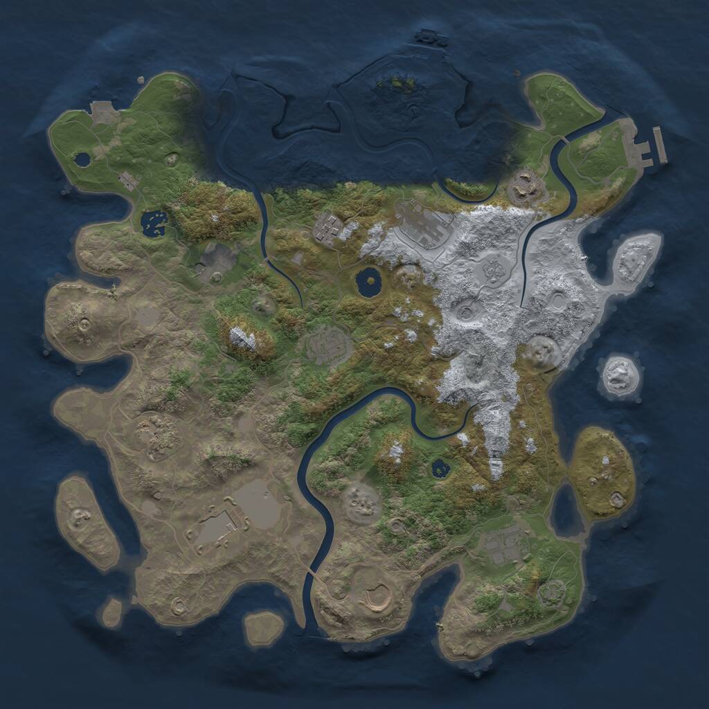 Rust Map: Procedural Map, Size: 3850, Seed: 375302334, 16 Monuments