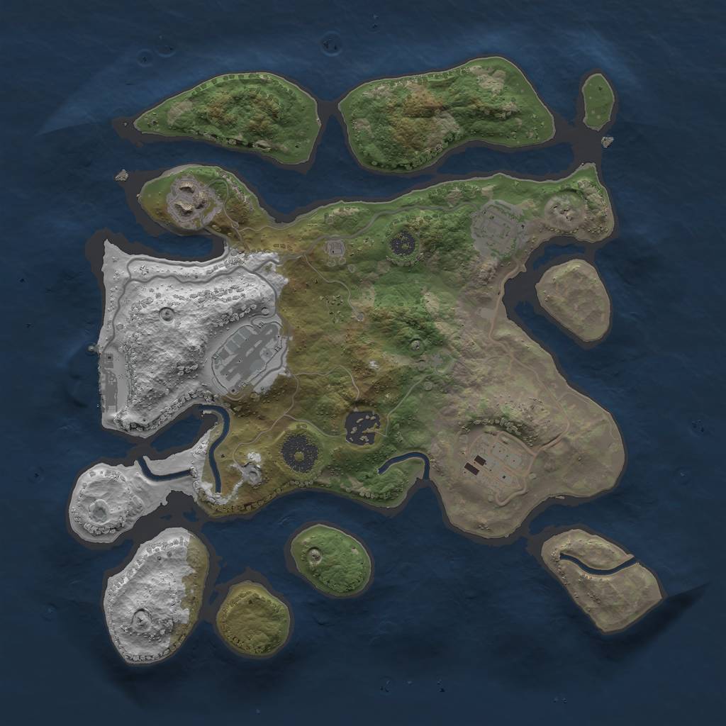 Rust Map: Procedural Map, Size: 3000, Seed: 1740109720, 8 Monuments