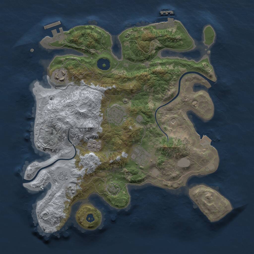 Rust Map: Procedural Map, Size: 3000, Seed: 1740109720, 10 Monuments