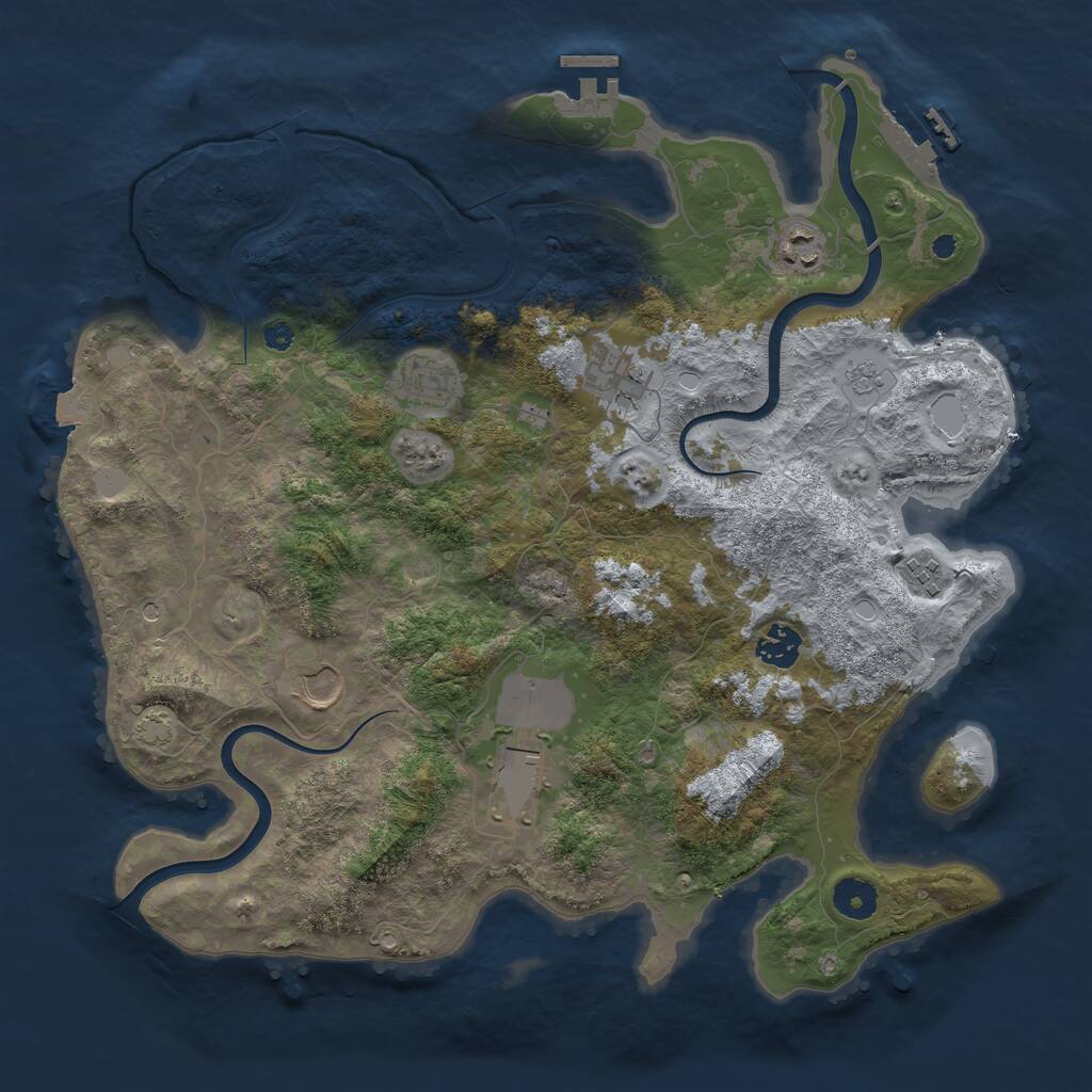 Rust Map: Procedural Map, Size: 3800, Seed: 51853415, 13 Monuments