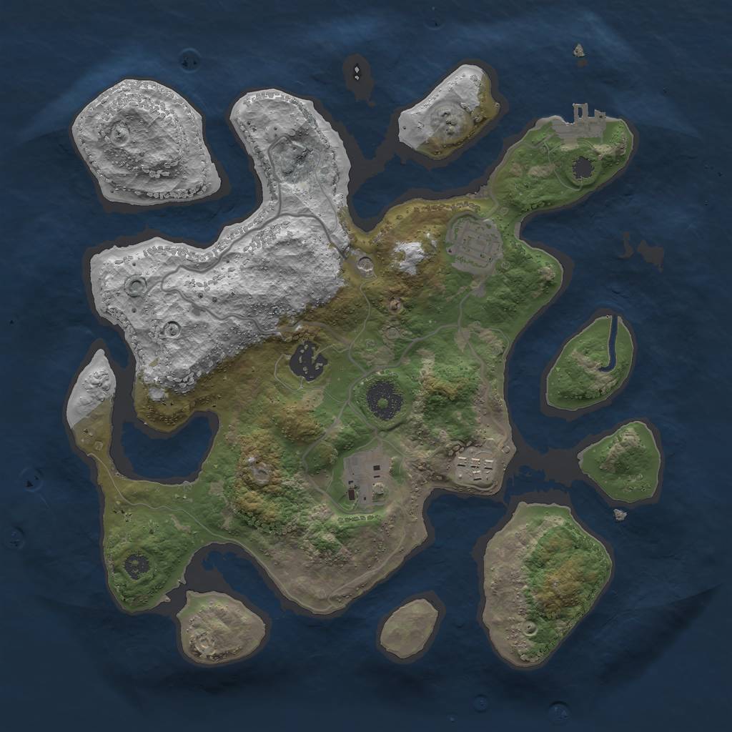 Rust Map: Procedural Map, Size: 3000, Seed: 617189, 8 Monuments