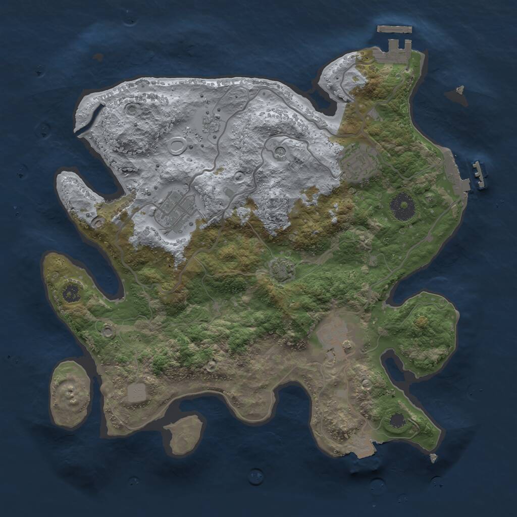 Rust Map: Procedural Map, Size: 3000, Seed: 484983, 9 Monuments