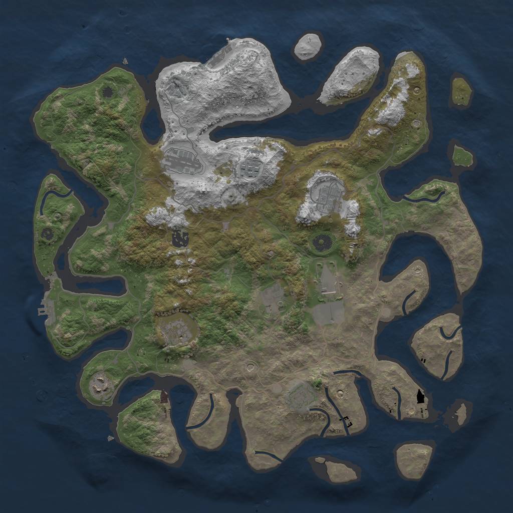 Rust Map: Procedural Map, Size: 4250, Seed: 777373, 14 Monuments