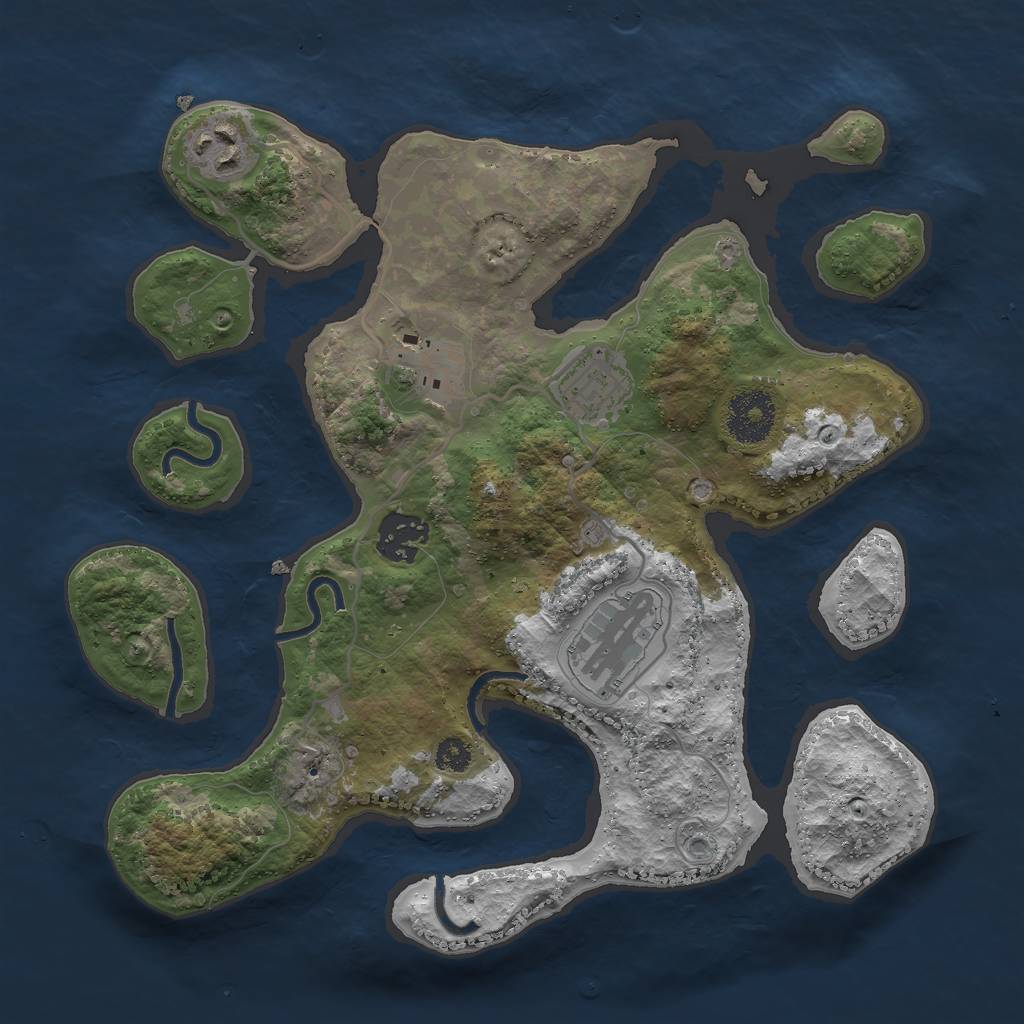 Rust Map: Procedural Map, Size: 3000, Seed: 529616, 7 Monuments