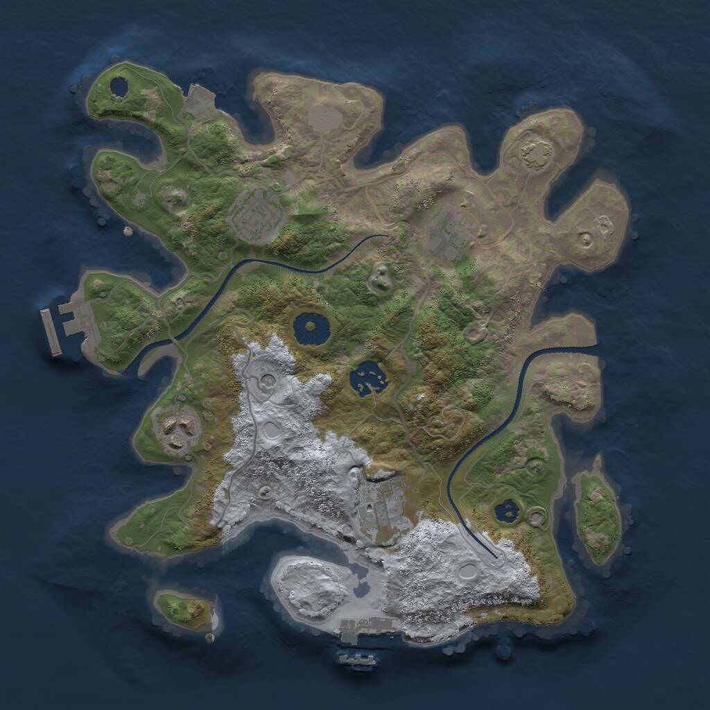 Rust Map: Procedural Map, Size: 3000, Seed: 312903, 10 Monuments