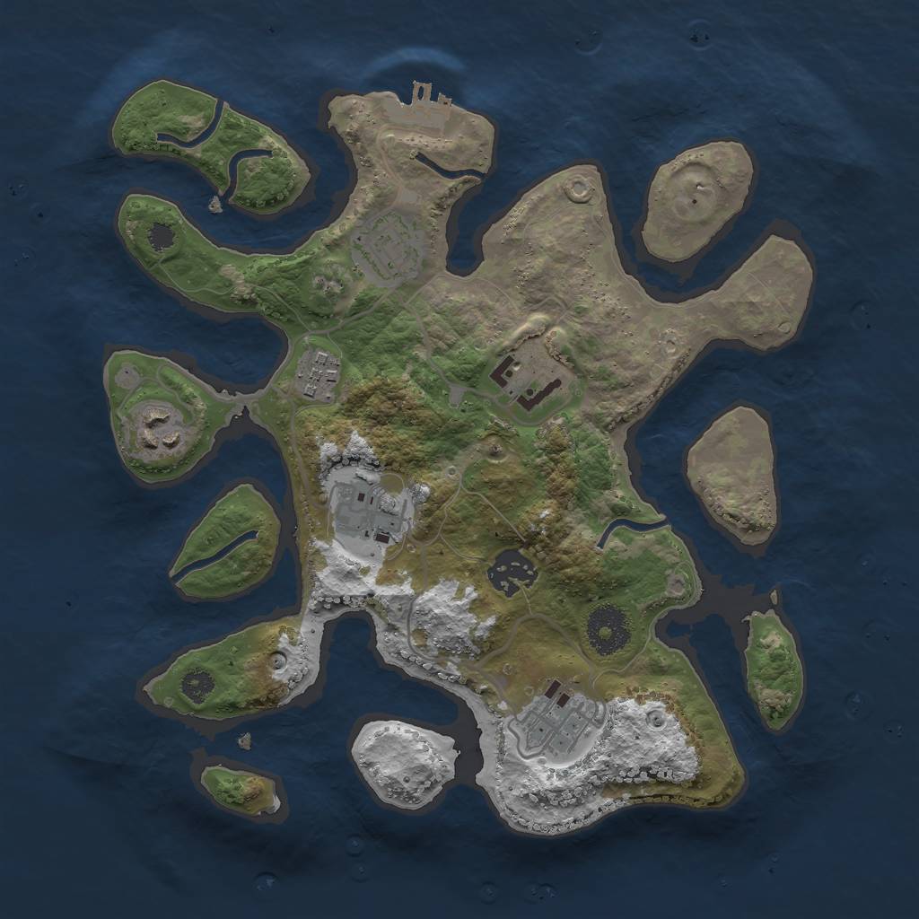 Rust Map: Procedural Map, Size: 3000, Seed: 312903, 10 Monuments