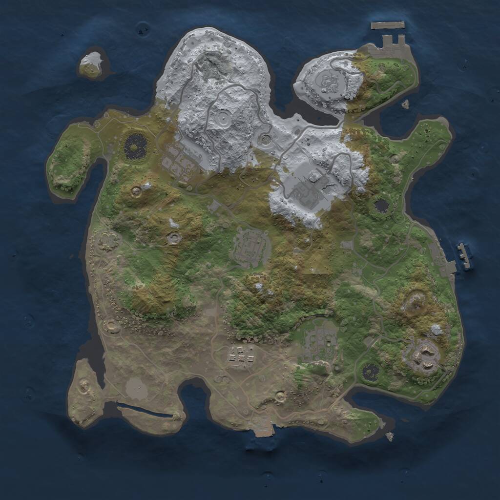 Rust Map: Procedural Map, Size: 3000, Seed: 399325, 12 Monuments