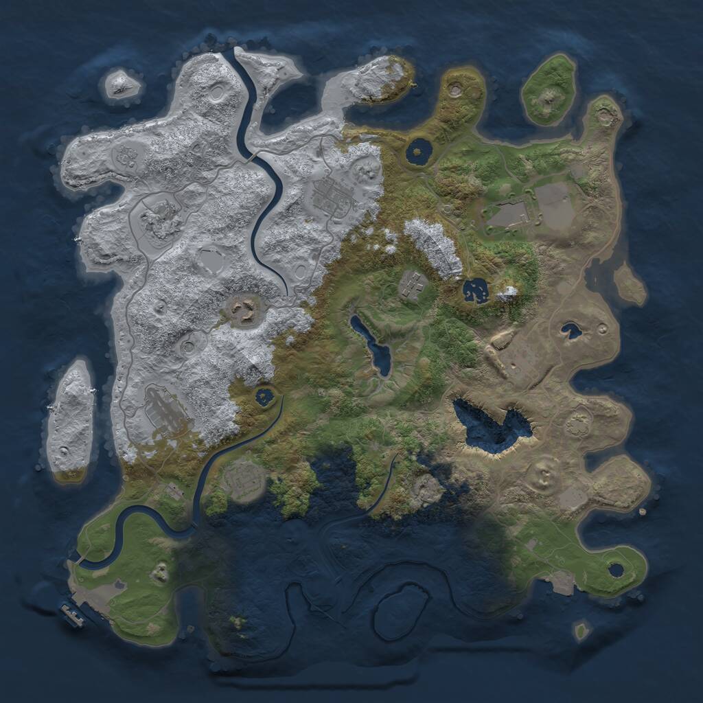 Rust Map: Procedural Map, Size: 4000, Seed: 21312, 14 Monuments