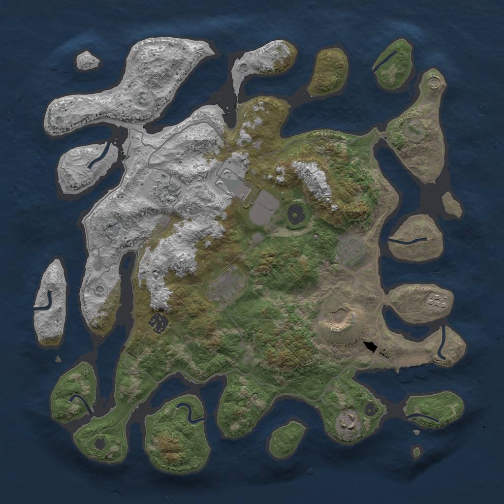 Rust Map: Procedural Map, Size: 4000, Seed: 21312, 12 Monuments