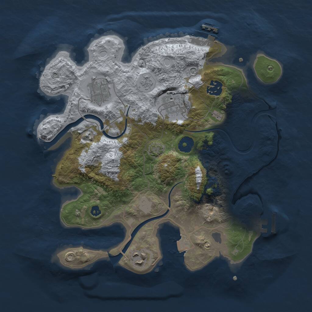 Rust Map: Procedural Map, Size: 3000, Seed: 474449, 10 Monuments