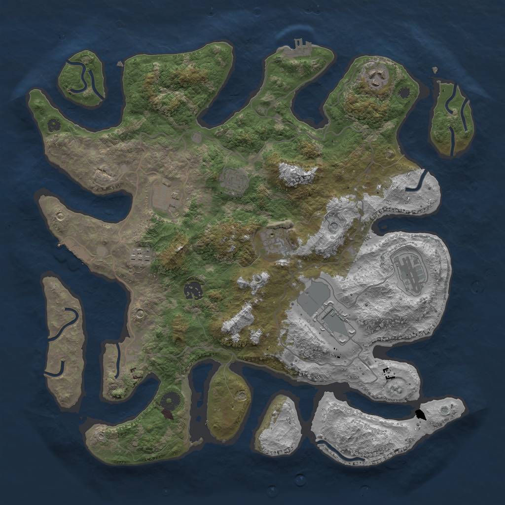 Rust Map: Procedural Map, Size: 4000, Seed: 33445566, 13 Monuments