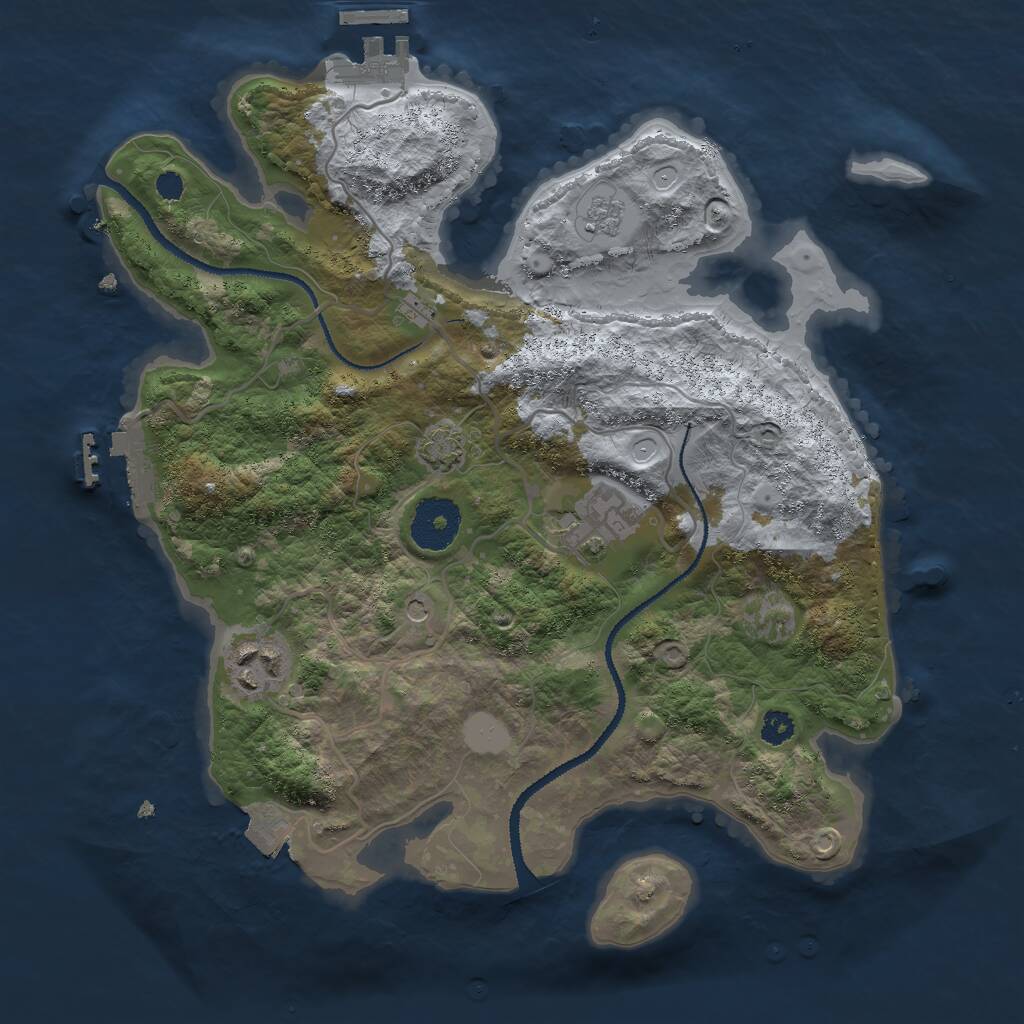 Rust Map: Procedural Map, Size: 3000, Seed: 726754, 8 Monuments