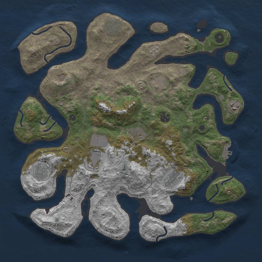 Rust Map: Procedural Map, Size: 4000, Seed: 1067051907, 14 Monuments