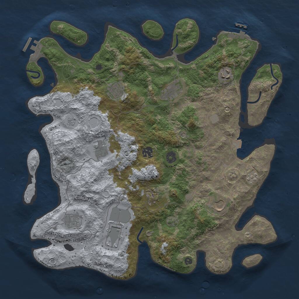 Rust Map: Procedural Map, Size: 3950, Seed: 958974, 16 Monuments