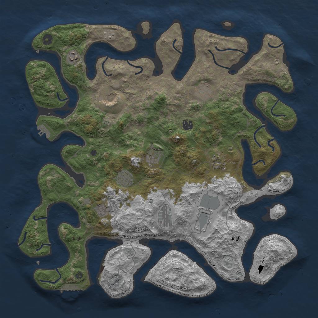 Rust Map: Procedural Map, Size: 4500, Seed: 1943514510, 16 Monuments