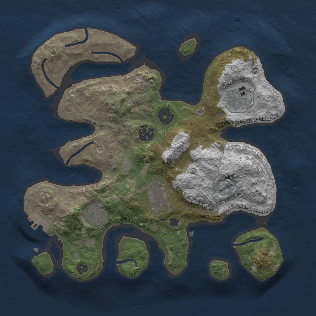 Rust Map: Procedural Map, Size: 3000, Seed: 2422722, 8 Monuments