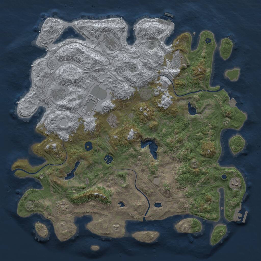 Rust Map: Procedural Map, Size: 4500, Seed: 2785346, 16 Monuments