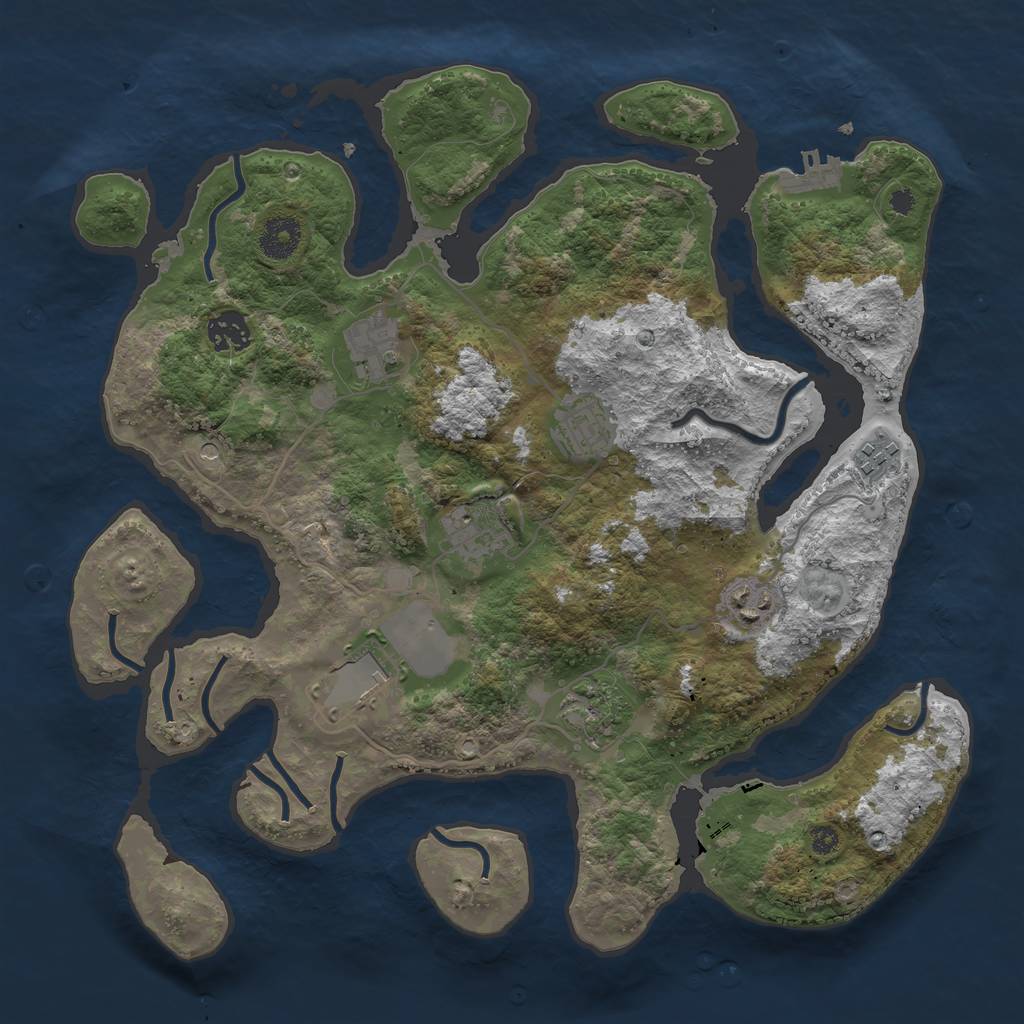 Rust Map: Procedural Map, Size: 3600, Seed: 75257, 12 Monuments