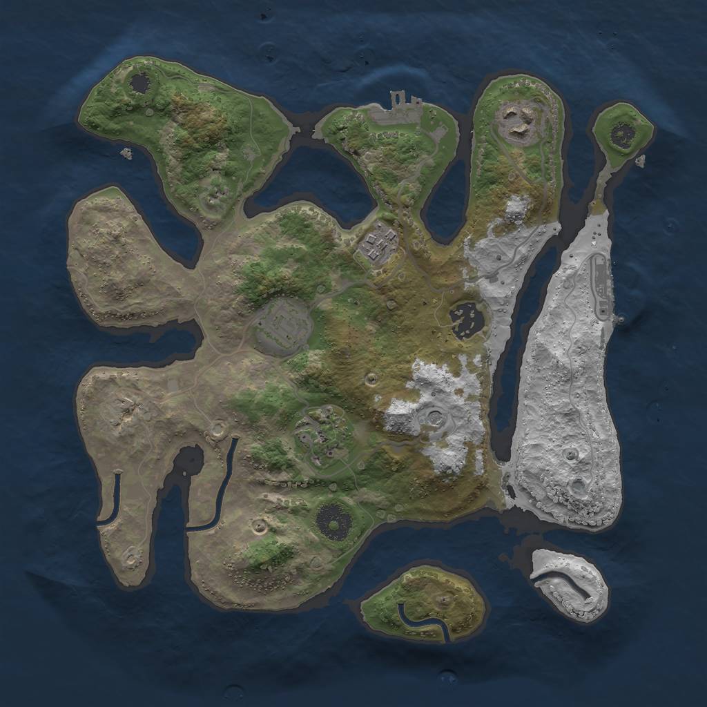 Rust Map: Procedural Map, Size: 3000, Seed: 715279, 10 Monuments